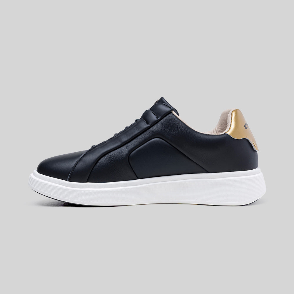 Women's Icon Prestige Black Gold Leather Sneakers 902361-033-2