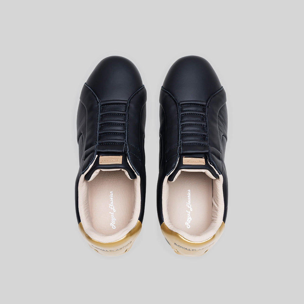 Women's Icon Prestige Black Gold Leather Sneakers 902361-033-6