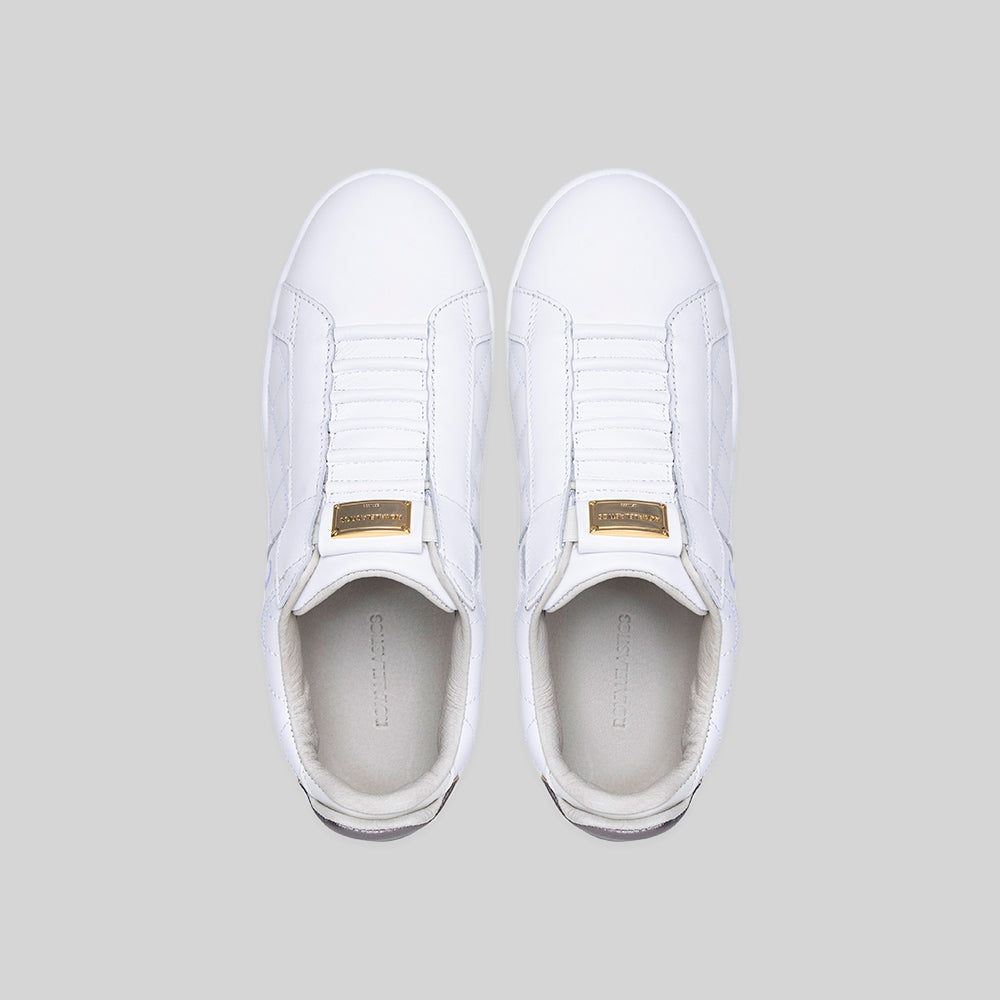Women's Icon Lux White Silver Leather Sneakers 902561-087-4
