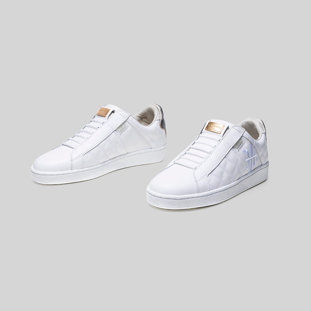 Women's Icon Lux White Silver Leather Sneakers 902561-087-7
