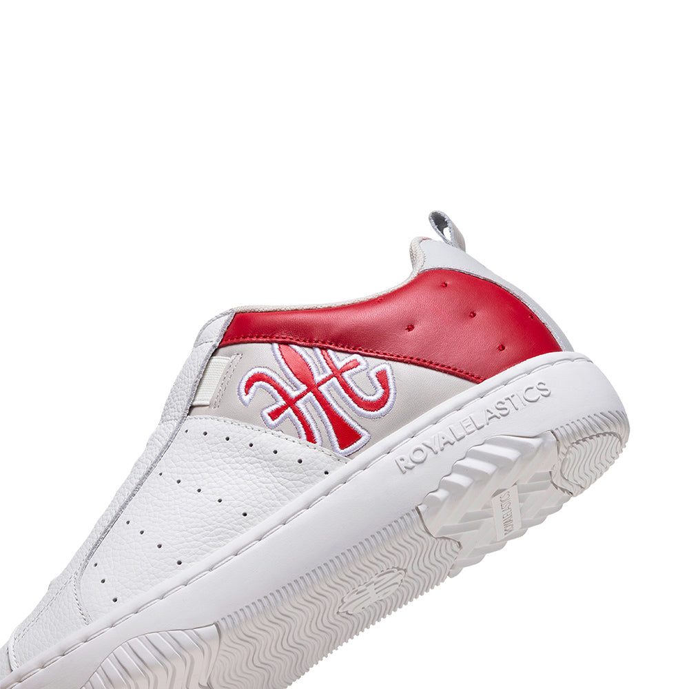 Women's Icon 2.0 White Red Gray Logo Leather Sneakers 906553-010-5