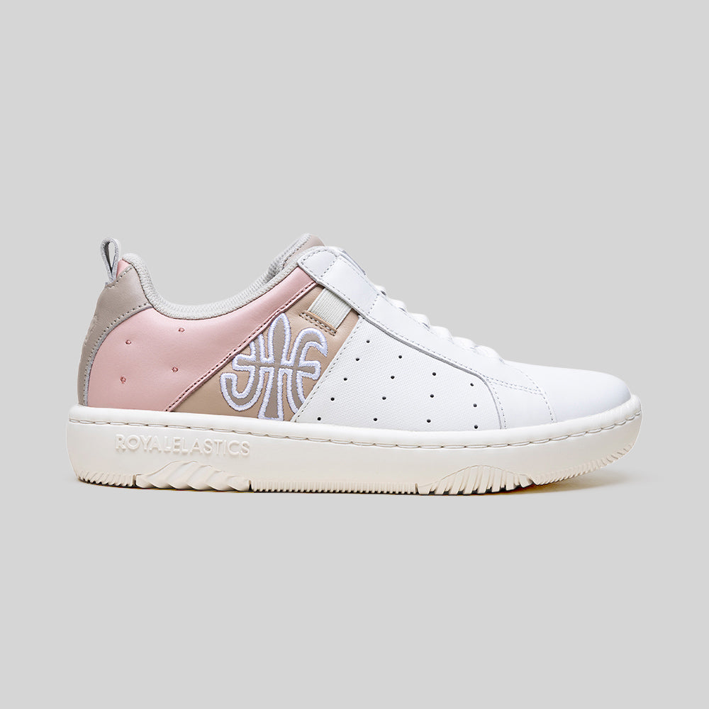 Women's Icon 2.0 White Brown Pink Logo Leather Sneakers 906562-071
