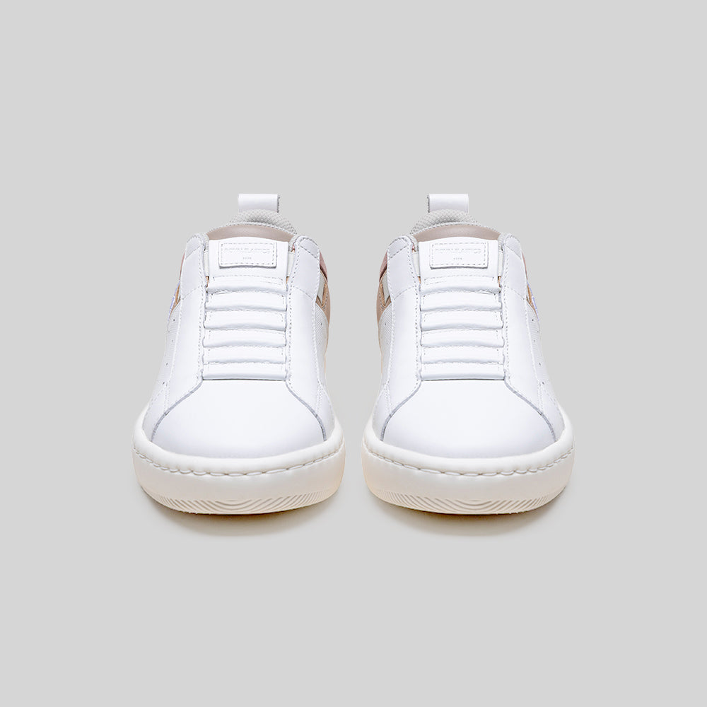 Women's Icon 2.0 White Brown Pink Logo Leather Sneakers 906562-071-3
