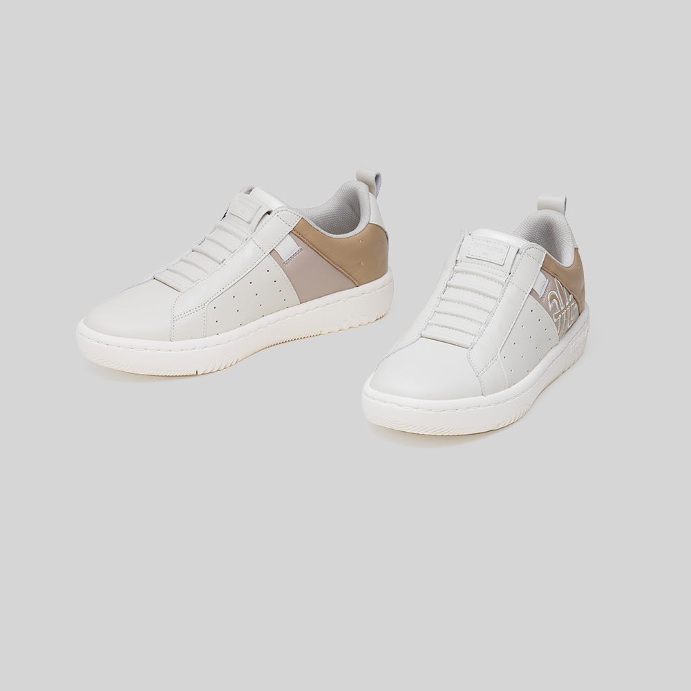 Women's Icon 2.0 Beige Tan White Logo Leather Sneakers 906562-770-6