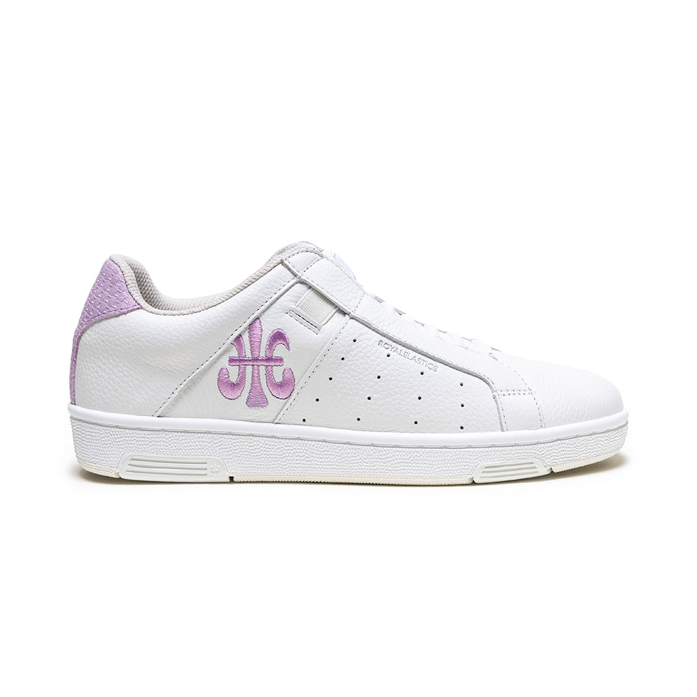 Women's Icon OG White Purple Logo Leather Sneakers 91942-006