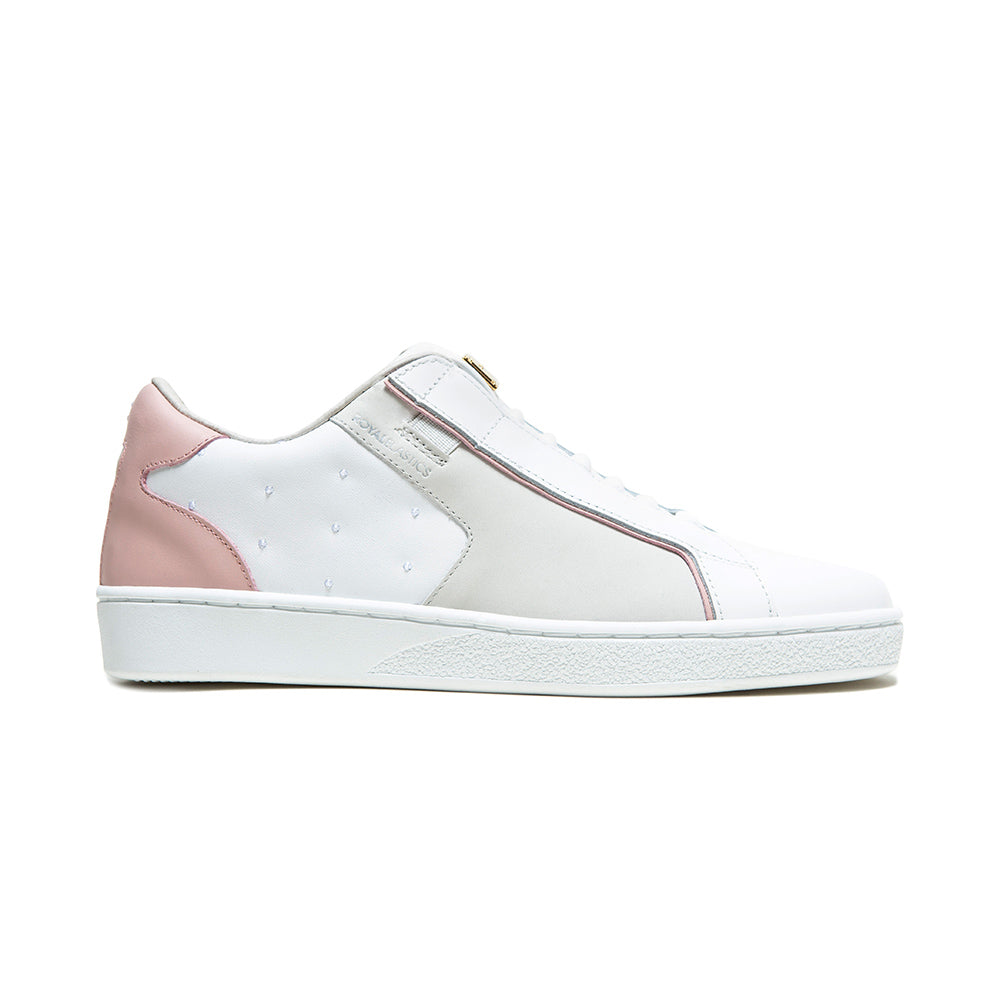 Women's Adelaide Lux White Pink Beige Leather Sneakers
