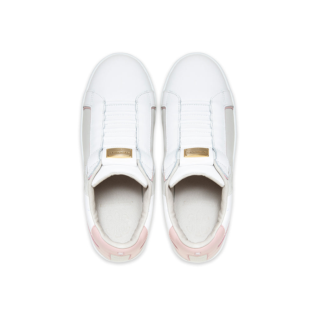 Women's Adelaide Lux White Pink Beige Leather Sneakers