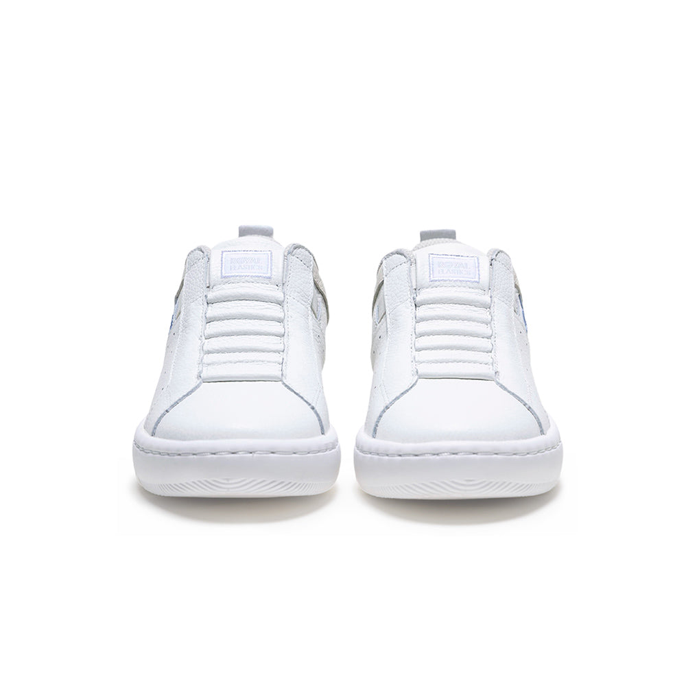 Women's Icon 2.0 White Blue Logo Leather Sneakers