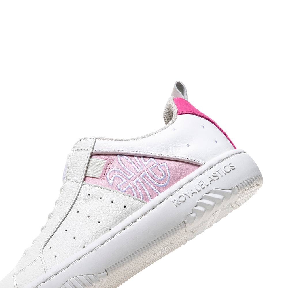Women's Icon 2.0 White Pink Logo Leather Sneakers