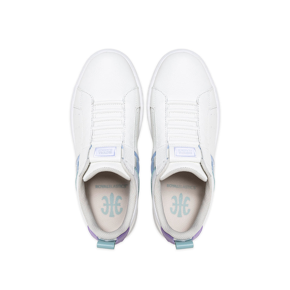Women's Icon 2.0 White Blue Purple Logo Leather Sneakers