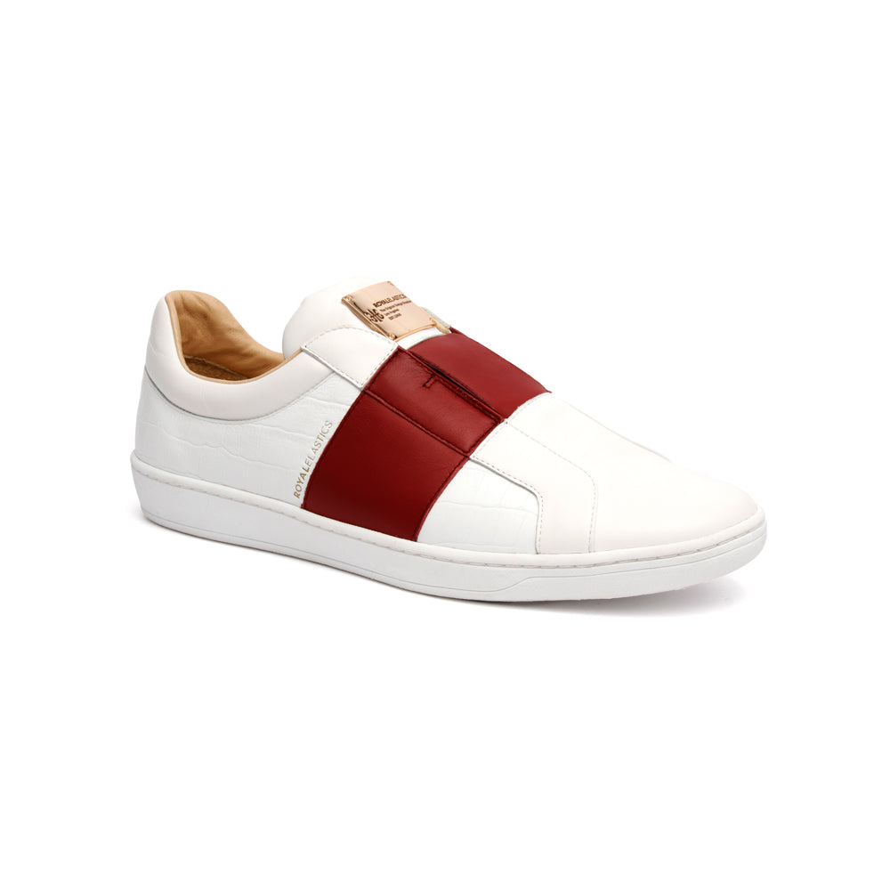 Women's Duke Straight White Red Leather Sneakers 90584-001 - ROYAL ELASTICS