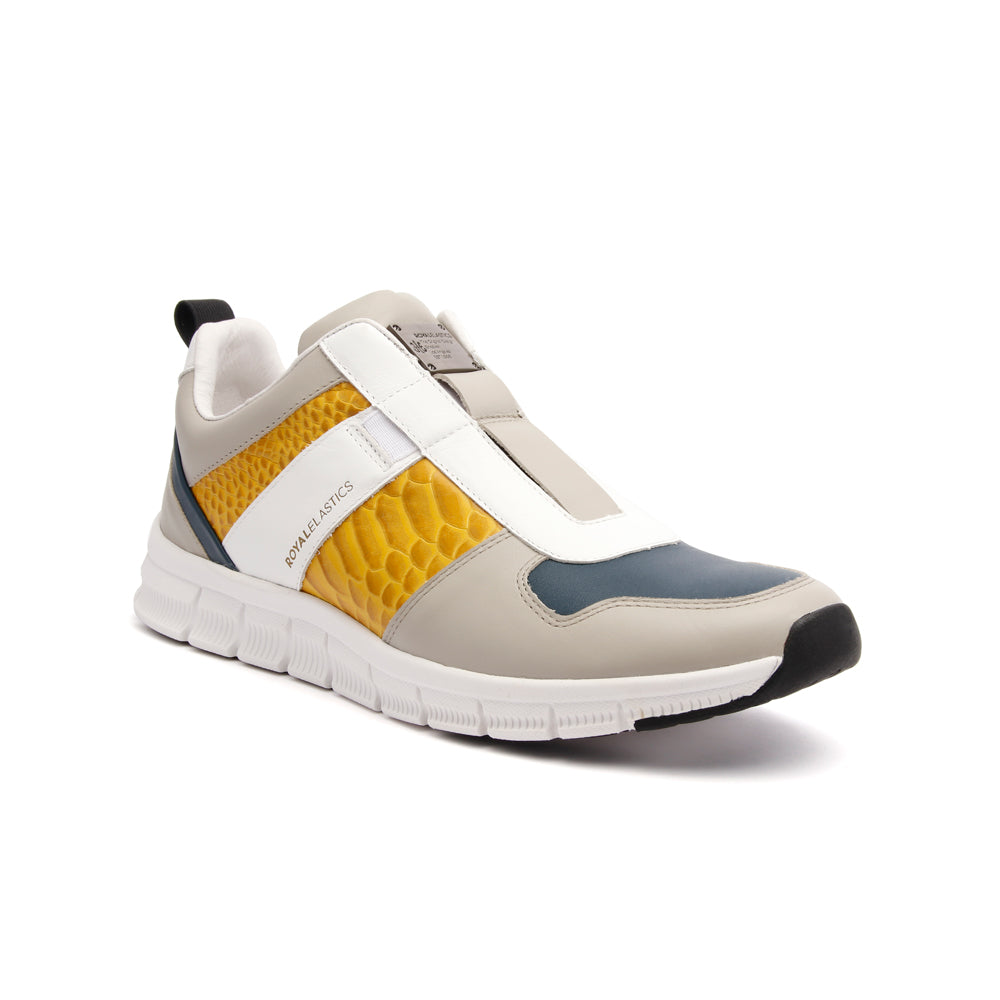 Men's Rider Gray Yellow Leather Sneakers 01183-380 - ROYAL ELASTICS