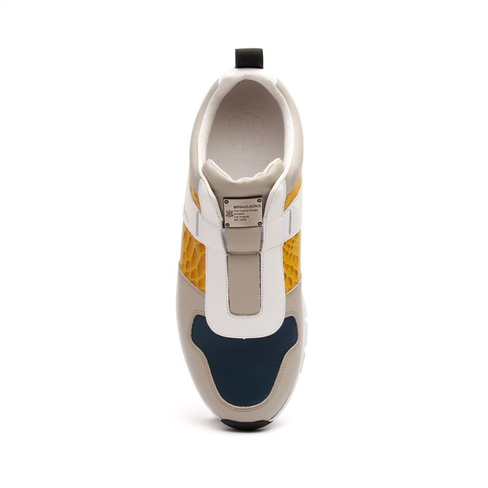 Men's Rider Gray Yellow Leather Sneakers 01183-380 - ROYAL ELASTICS