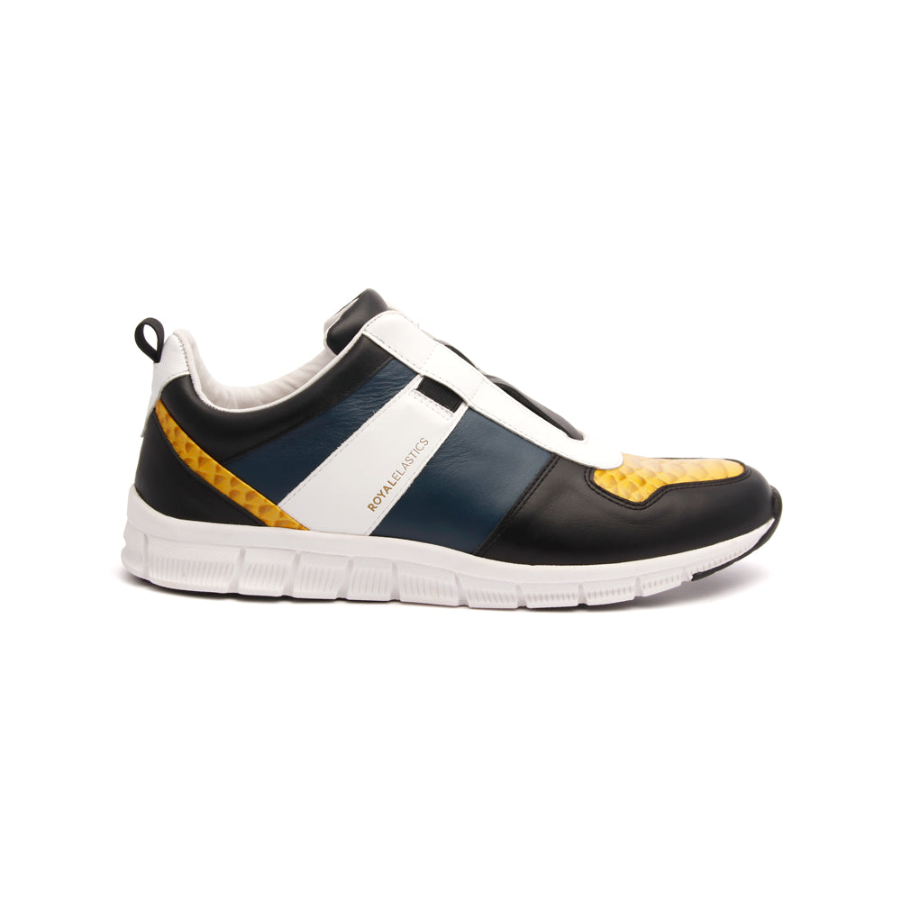 Men's Rider Black Yellow White Leather Sneakers 01183-953 - ROYAL ELASTICS
