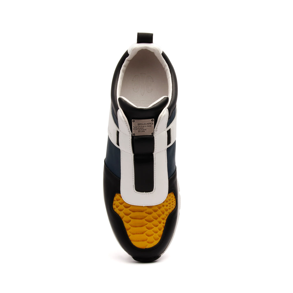 Men's Rider Black Yellow White Leather Sneakers 01183-953 - ROYAL ELASTICS
