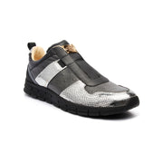Men's Rider Black Silver Leather Sneakers 01184-889 - ROYAL ELASTICS