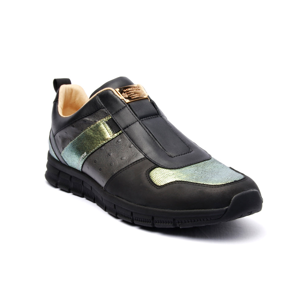Men's Rider Black Gold Leather Sneakers 01184-992 - ROYAL ELASTICS