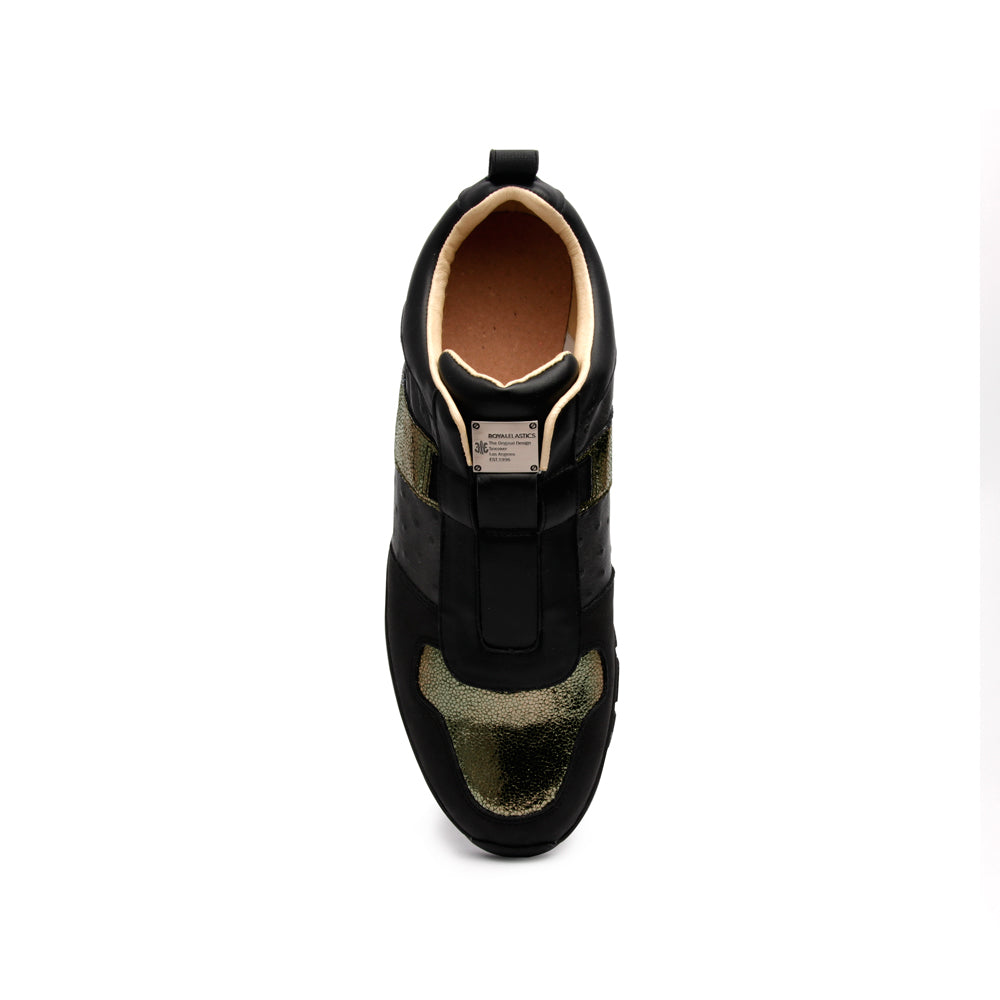 Men's Rider Black Gold Leather Sneakers 01184-992 - ROYAL ELASTICS
