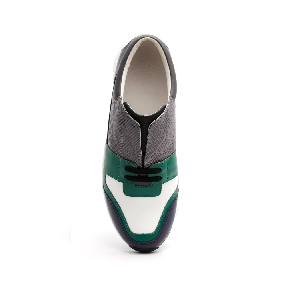 Men's Midnight Rider Navy Green Gray Leather Sneakers 01283-954 - ROYAL ELASTICS