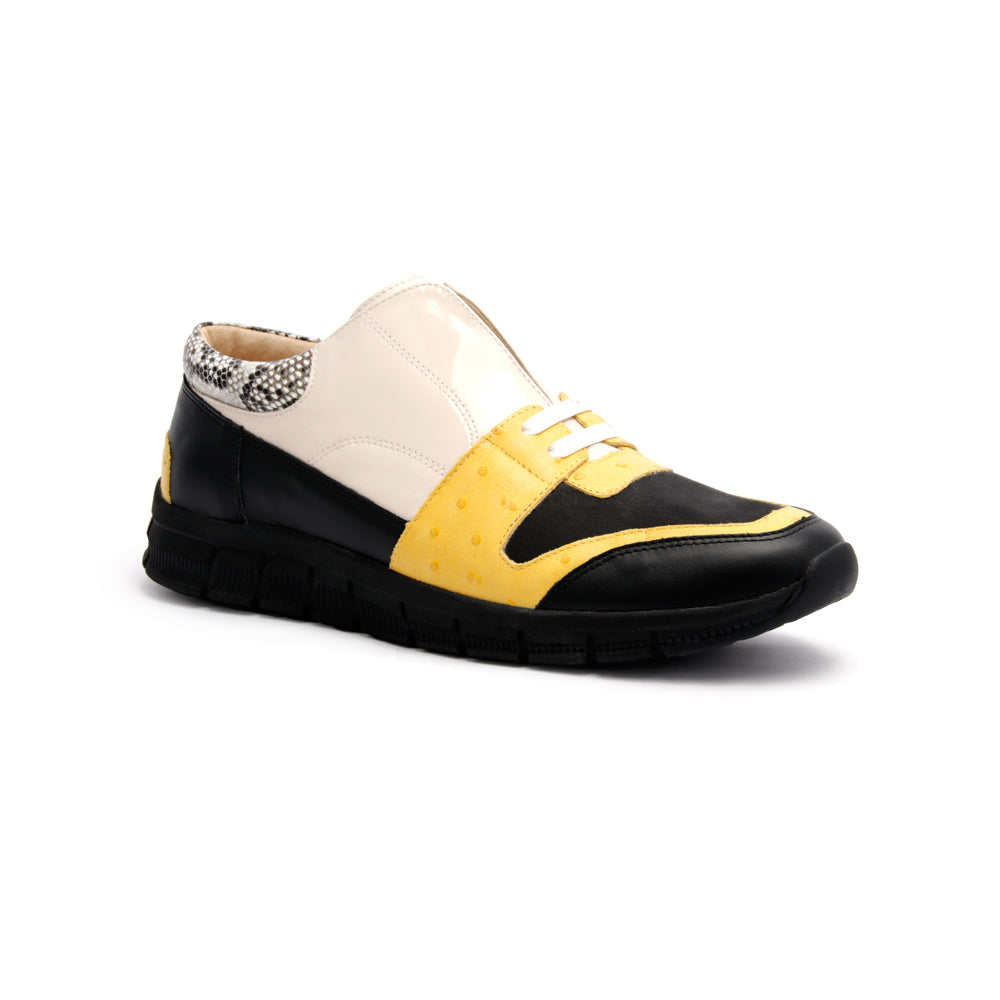Men's Midnight Rider Black Yellow White Leather Sneakers 01284-039 - ROYAL ELASTICS