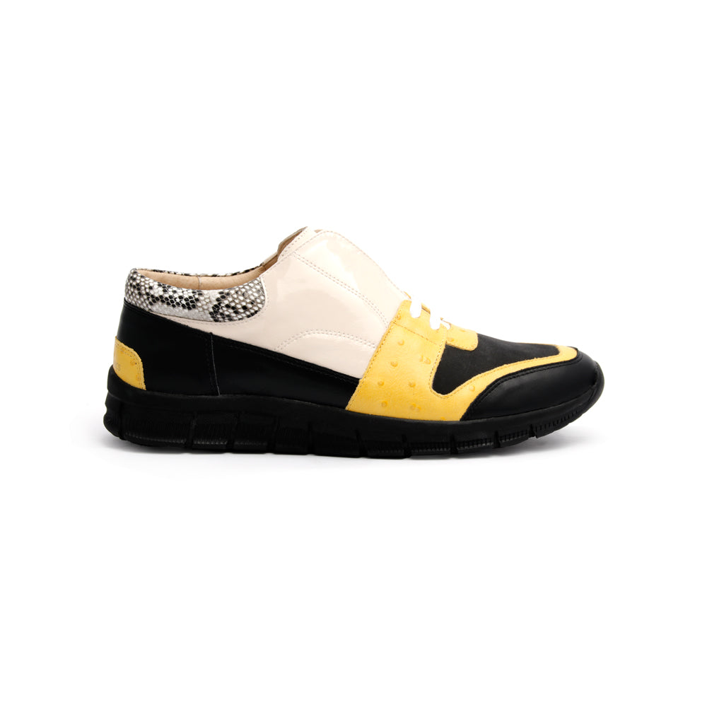 Men's Midnight Rider Black Yellow White Leather Sneakers 01284-039 - ROYAL ELASTICS