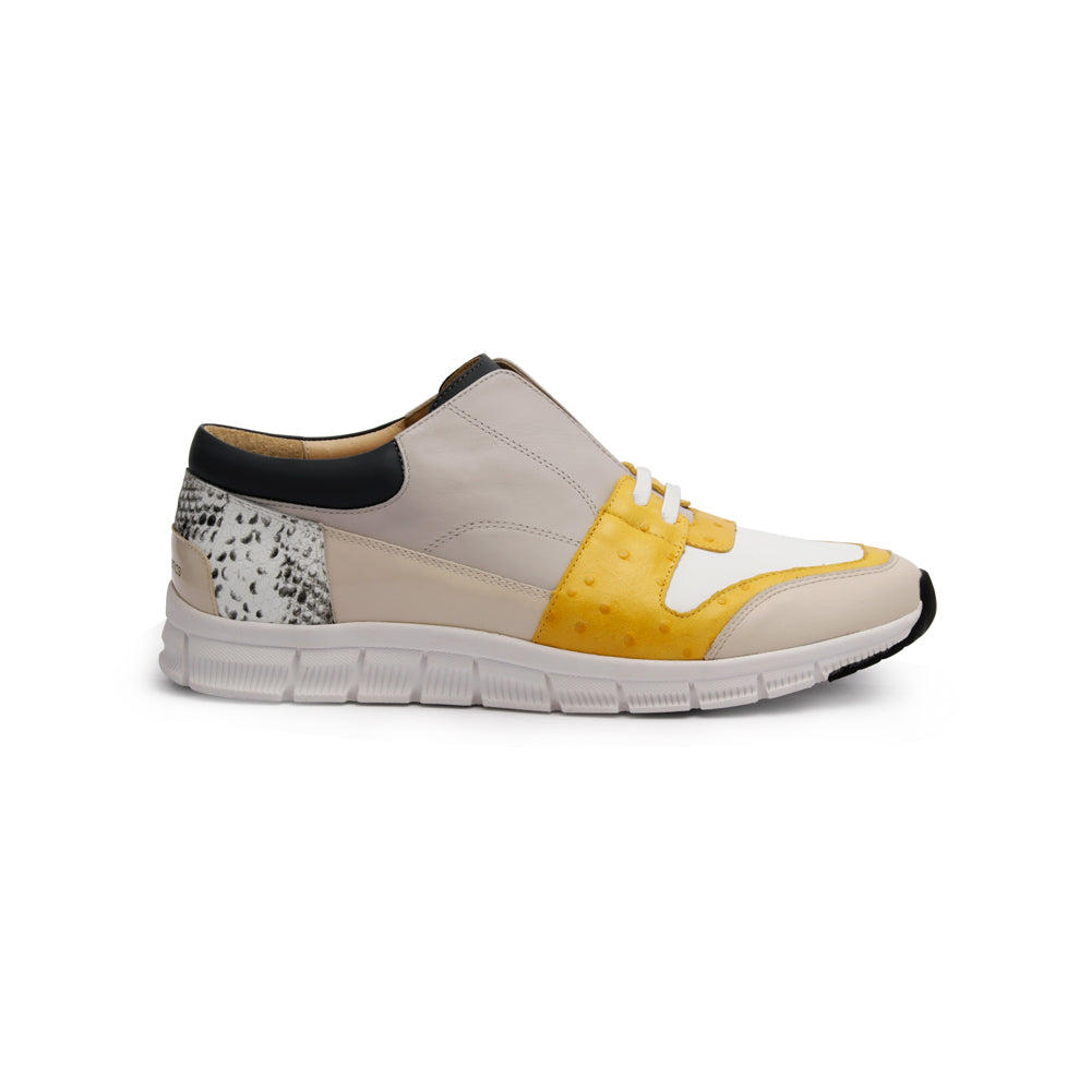 Men's Midnight Rider Yellow Gray White Leather Sneakers 01291-083 - ROYAL ELASTICS