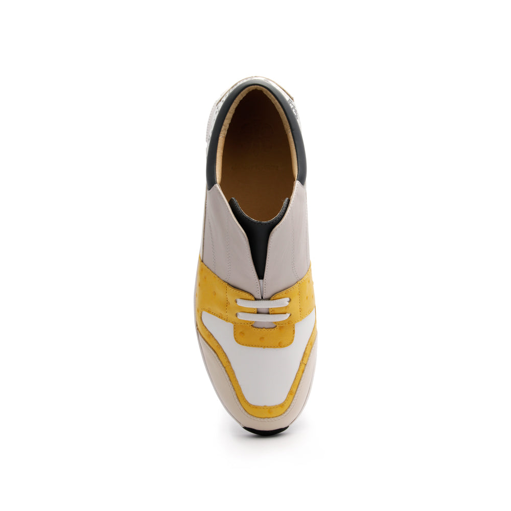 Men's Midnight Rider Yellow Gray White Leather Sneakers 01291-083 - ROYAL ELASTICS