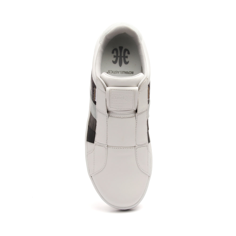 Men's Prince Albert White Gray Leather Sneakers 01483-080 - ROYAL ELASTICS