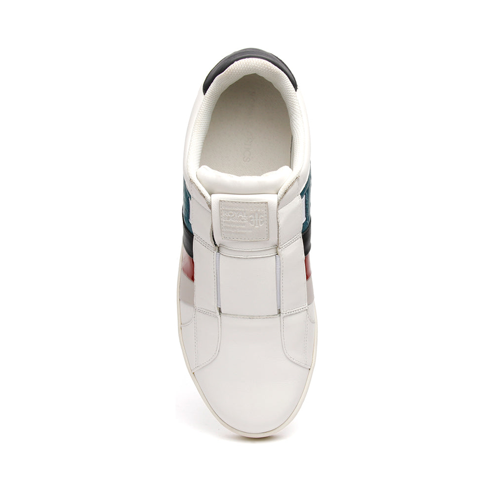 Men's Prince Albert White Teal Leather Sneakers 01484-051 - ROYAL ELASTICS
