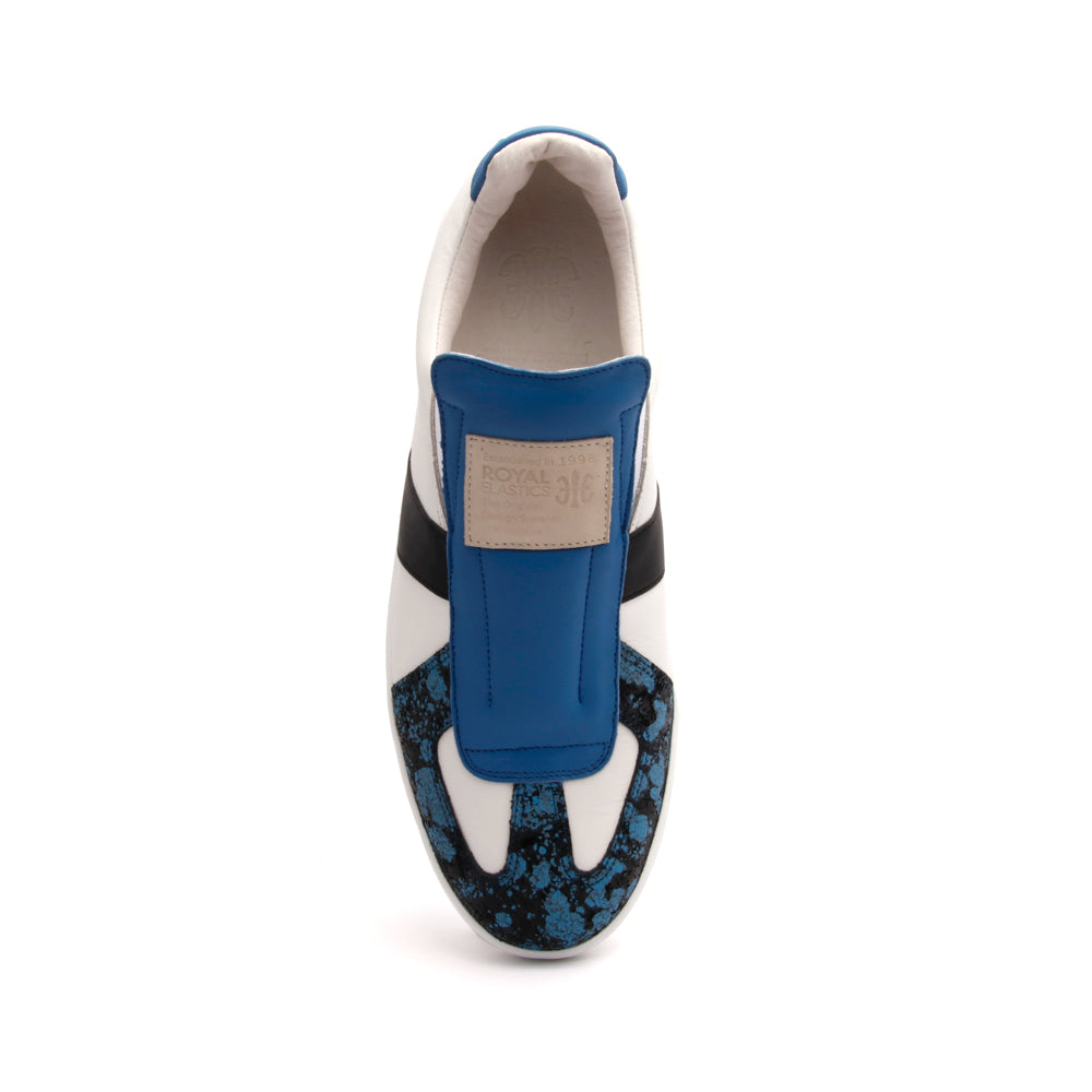 Men's Smooth White Blue Black Leather Low Tops 01583-059 - ROYAL ELASTICS