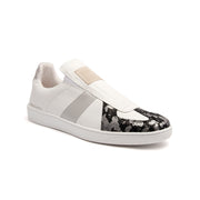 Men's Smooth White Silver Black Leather Low Tops 01583-089 - ROYAL ELASTICS