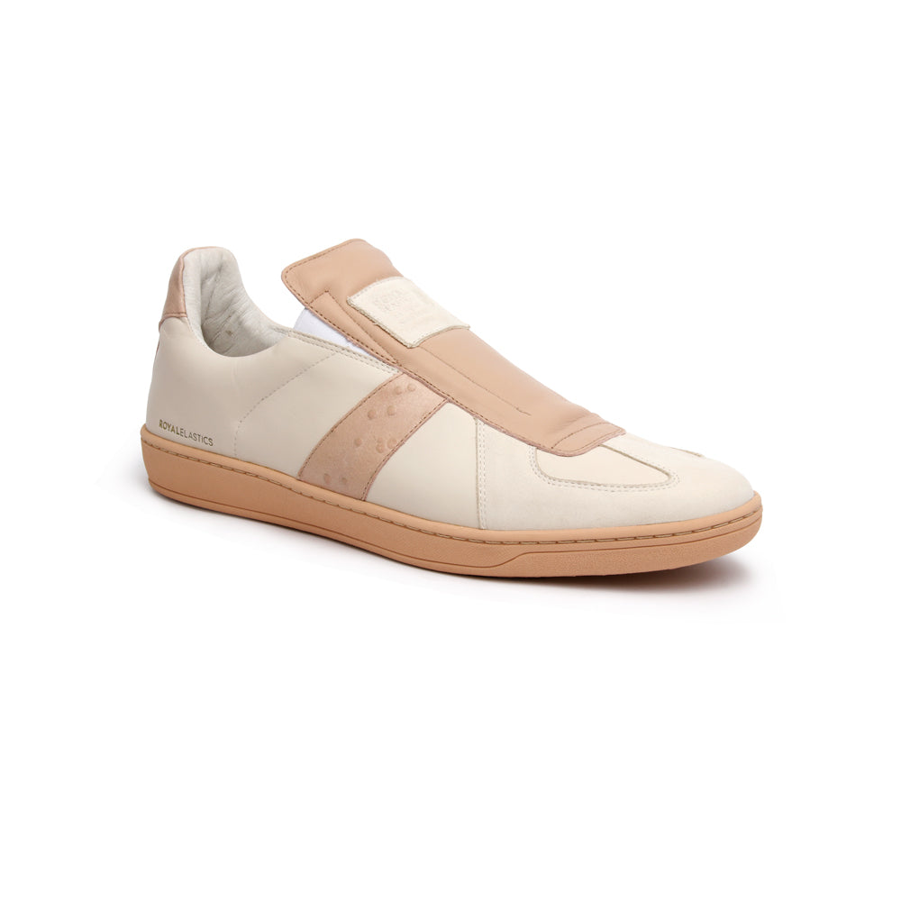 Men's Smooth Gray Toasted Almond Leather Low Tops 01584-007 - ROYAL ELASTICS