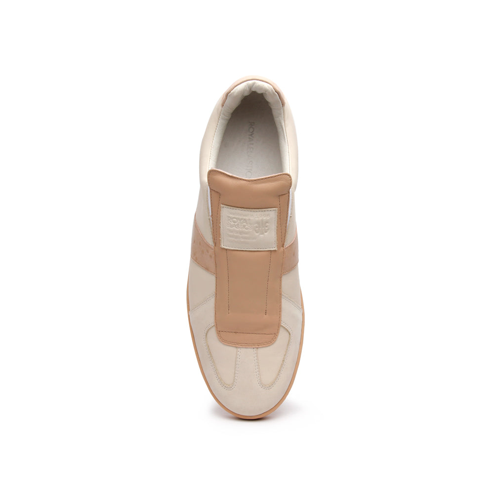 Men's Smooth Gray Toasted Almond Leather Low Tops 01584-007 - ROYAL ELASTICS