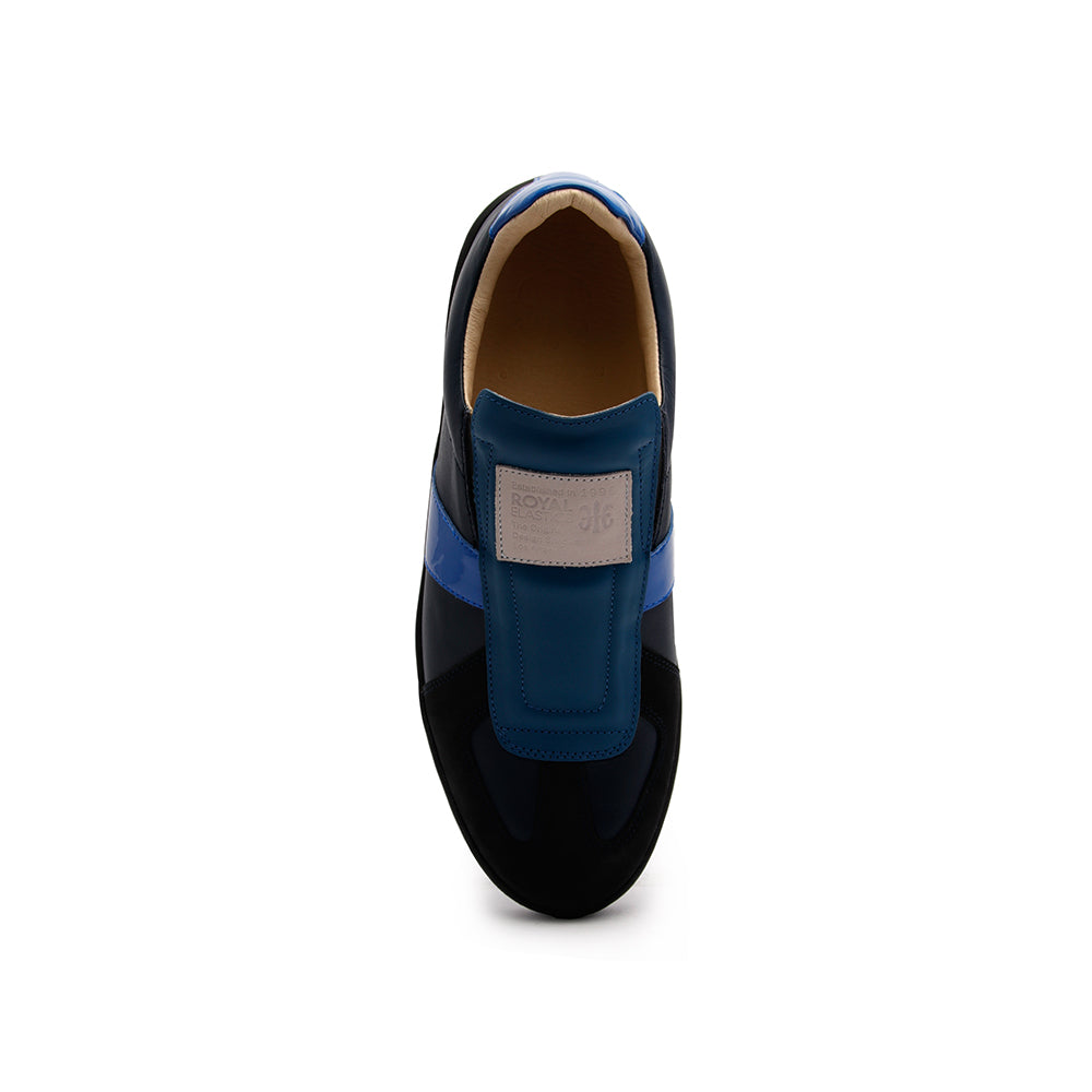 Men's Smooth Blue Black Leather Low Tops 01584-559 - ROYAL ELASTICS