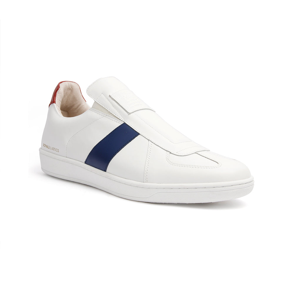 Men's Smooth White Blue Red Leather Low Tops 01593-051 - ROYAL ELASTICS