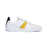Men's Smooth White Yellow Black Leather Low Tops 01594-039 - ROYAL ELASTICS