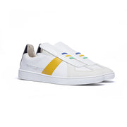Men's Smooth White Yellow Black Leather Low Tops 01594-039 - ROYAL ELASTICS