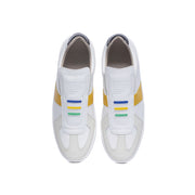 Men's Smooth White Yellow Black Leather Low Tops 01594-039 - ROYAL ELASTICS