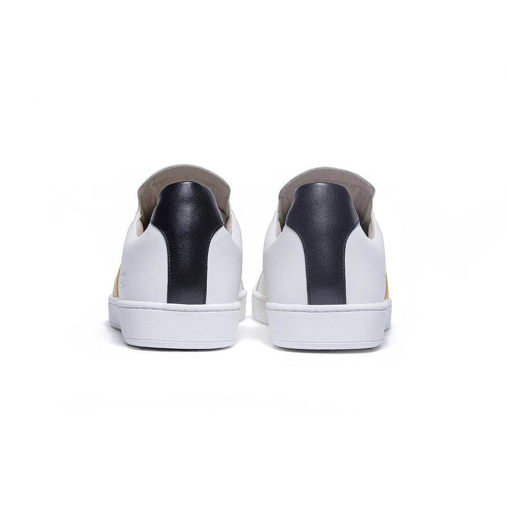 Men's Smooth White Yellow Black Leather Low Tops 01594-039 - ROYAL ELASTICS