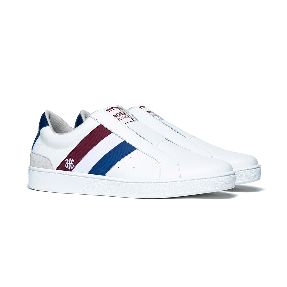 Men's Bishop White Red Blue Leather Sneakers 01702-015