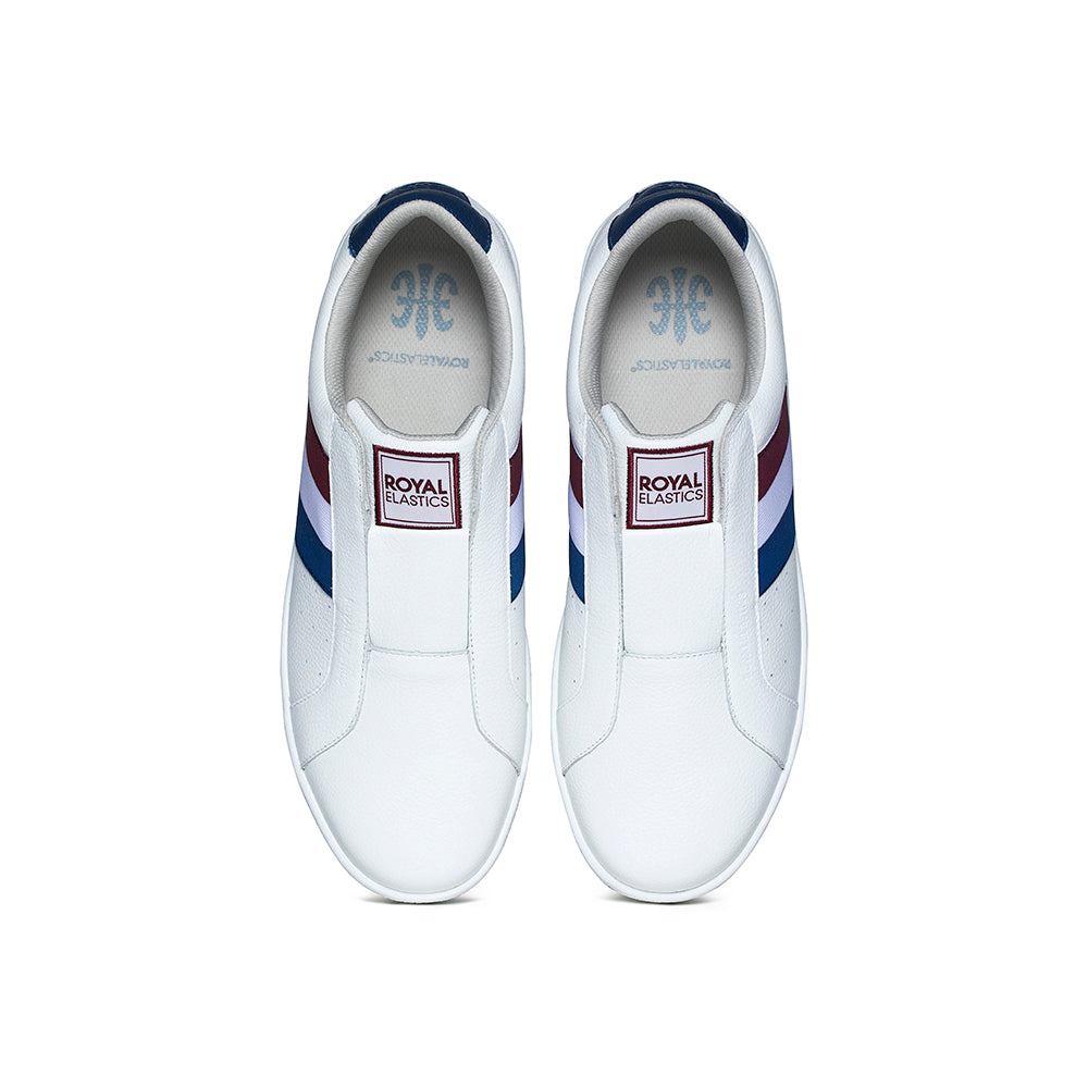Women's Bishop White Red Blue Leather Sneakers 91701-015 - ROYAL ELASTICS