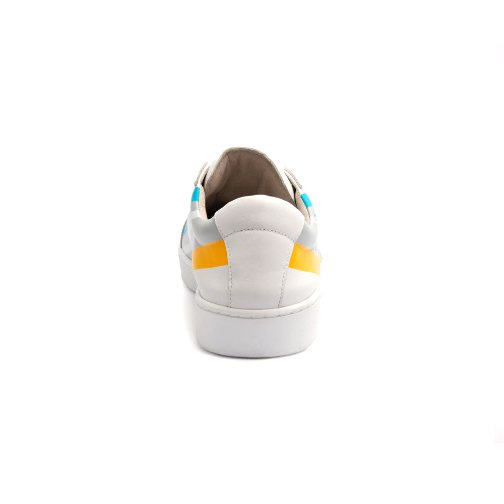 Men's Bishop Color Line Yellow Gray Blue Leather Sneakers 01791-053 - ROYAL ELASTICS