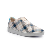 Men's Bishop Checked Blue Gray White Leather Sneakers 01791-085 - ROYAL ELASTICS