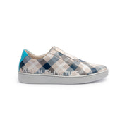 Men's Bishop Checked Blue Gray White Leather Sneakers 01791-085 - ROYAL ELASTICS