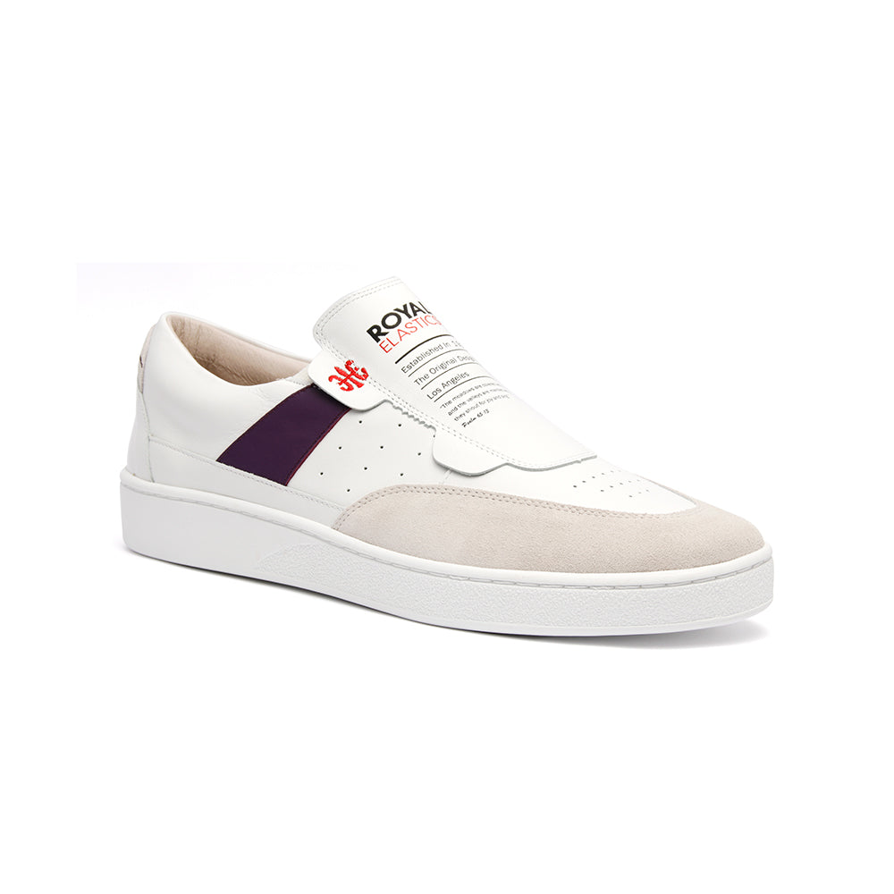 Women's Pastor White Purple Leather Sneakers 91891-006 - ROYAL ELASTICS