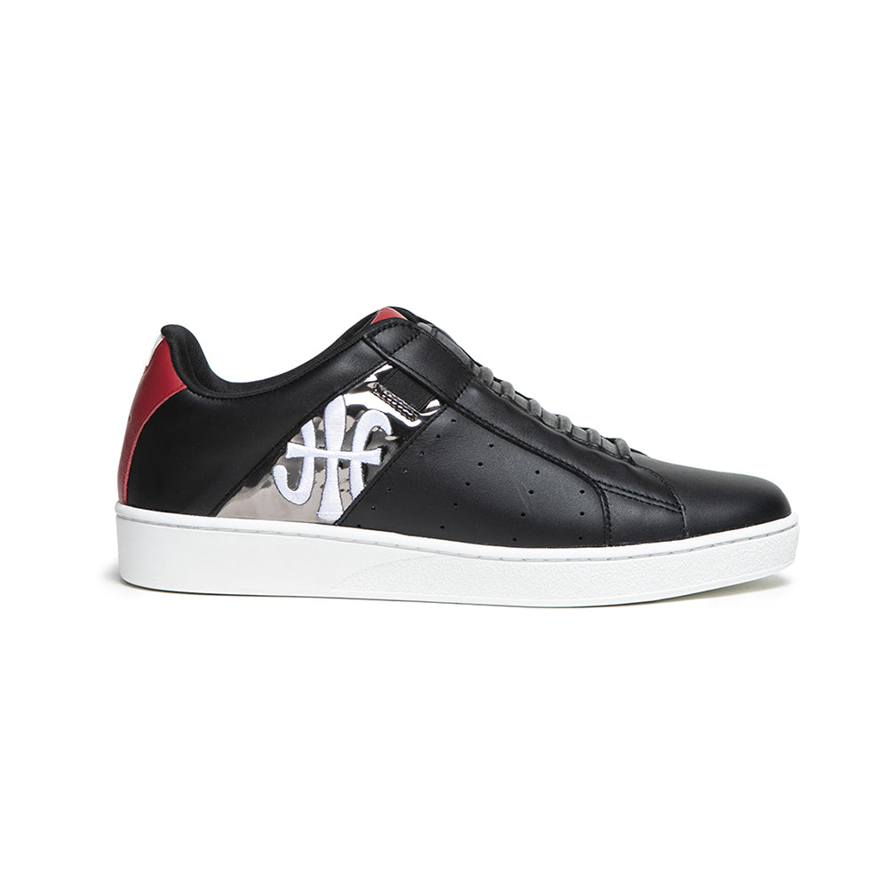 Men's Icon Black Red White Leather Sneakers 01903-991