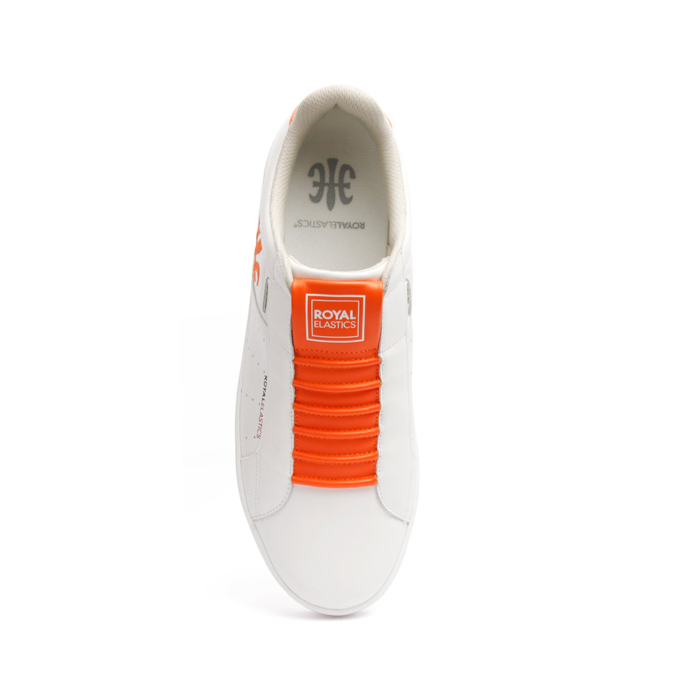 Men's Icon Genesis Color Bar White Orange Leather Sneakers 01992-020 - ROYAL ELASTICS