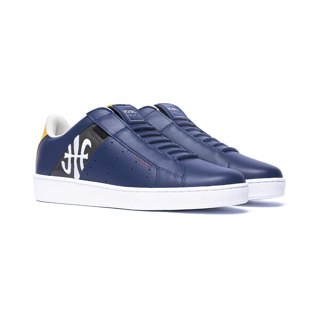 Men's Icon Genesis Blue Yellow White Leather Sneakers 01994-583 - ROYAL ELASTICS