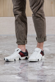 Men's Icon Deejay White Black Red Leather Sneakers 02082-019 - ROYAL ELASTICS