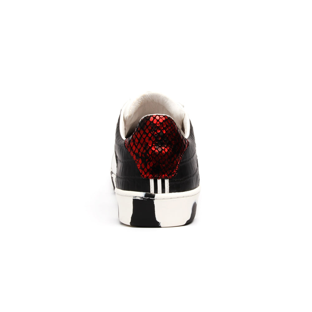 Men's Icon Deejay White Black Red Leather Sneakers 02082-019 - ROYAL ELASTICS